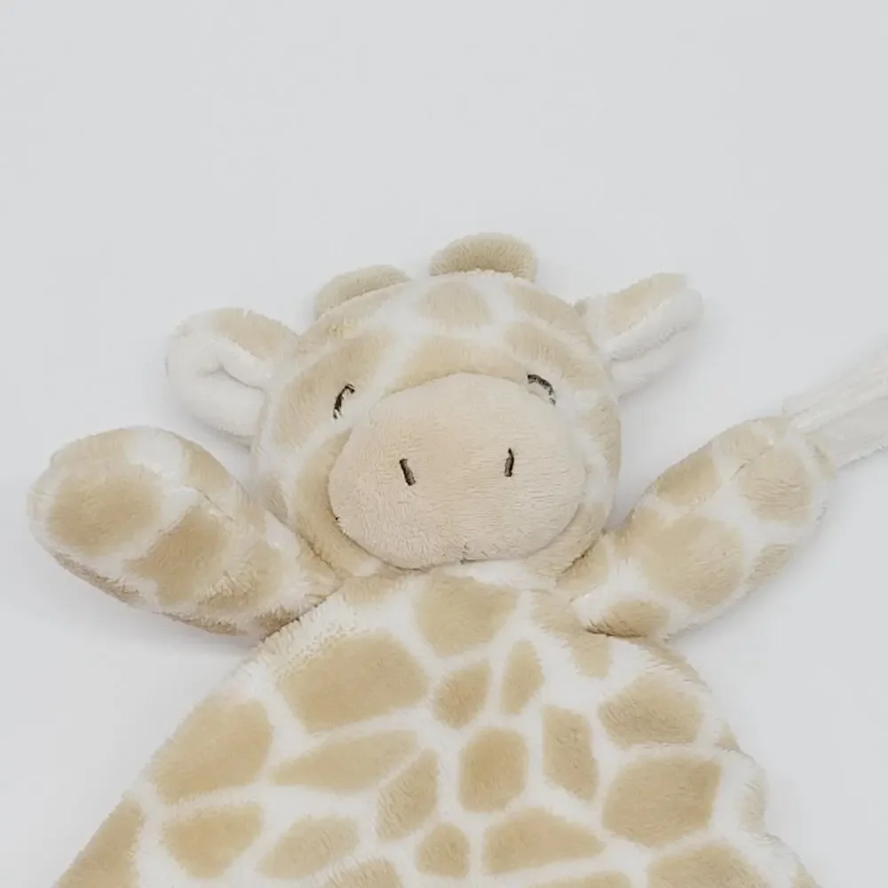 Carters Giraffe Plush Lovey Security Blanket Tan White Pacifier Loop 2016